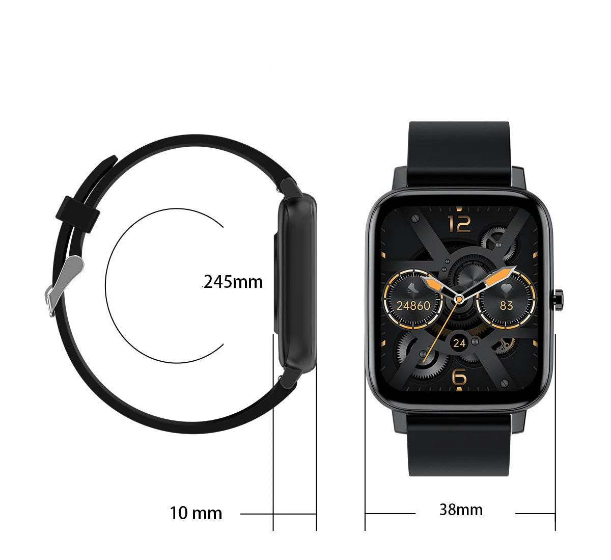 H80 Fashion Sports Smart Watch with a black silicone strap and a 1.69-inch touch screen displaying health metrics.