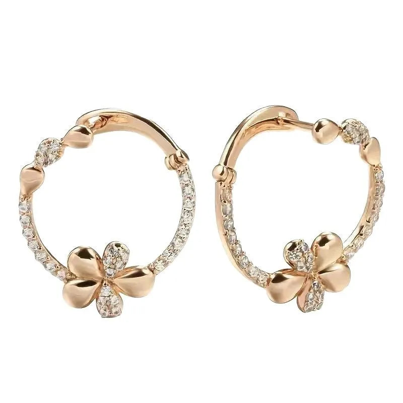 Copper round ring earrings for women, geometric shape, electroplated finish, EK13286-FD-01 colour, 1.5 cm diameter