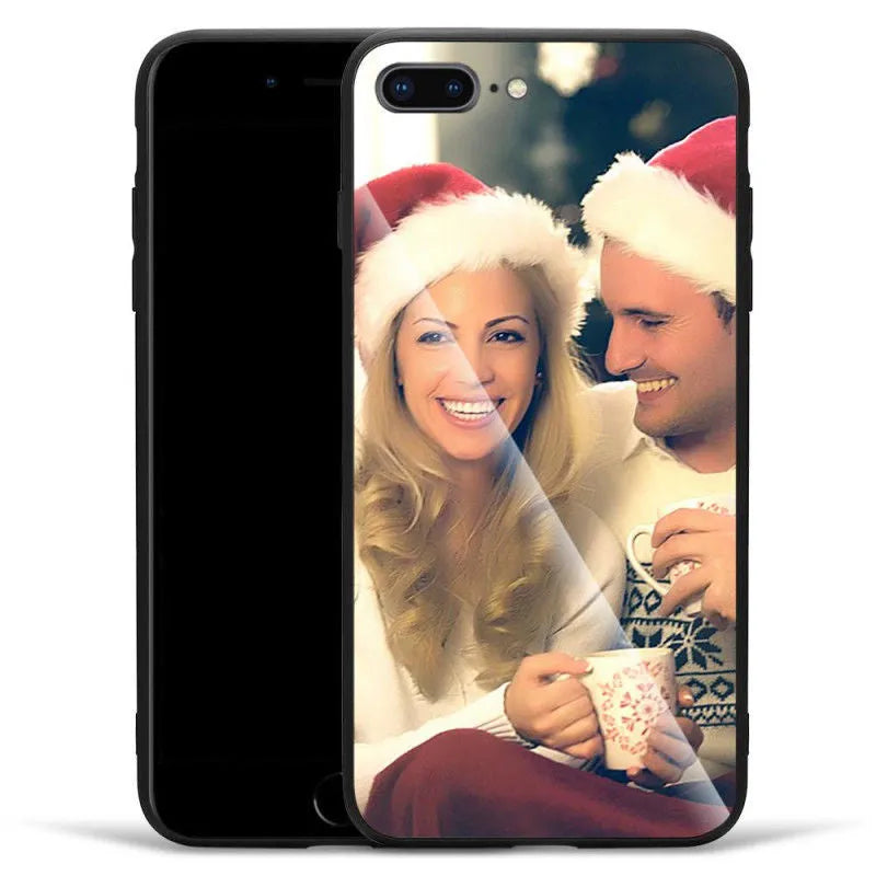 A patterned smartphone case for iPhone with a raised edge around the camera and screen.