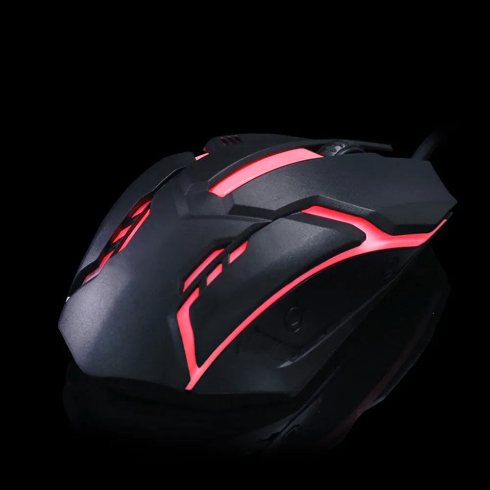 Wired luminous USB computer mouse in black or white with glowing effect and 1.3 metre cable