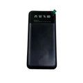 Black ultra-thin 10000mAh power bank with plastic shell on a white background