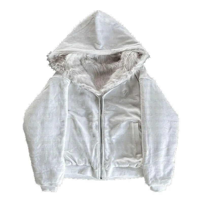 Casual baggy coat in black or white with loose fit and cardigan style for men and women
