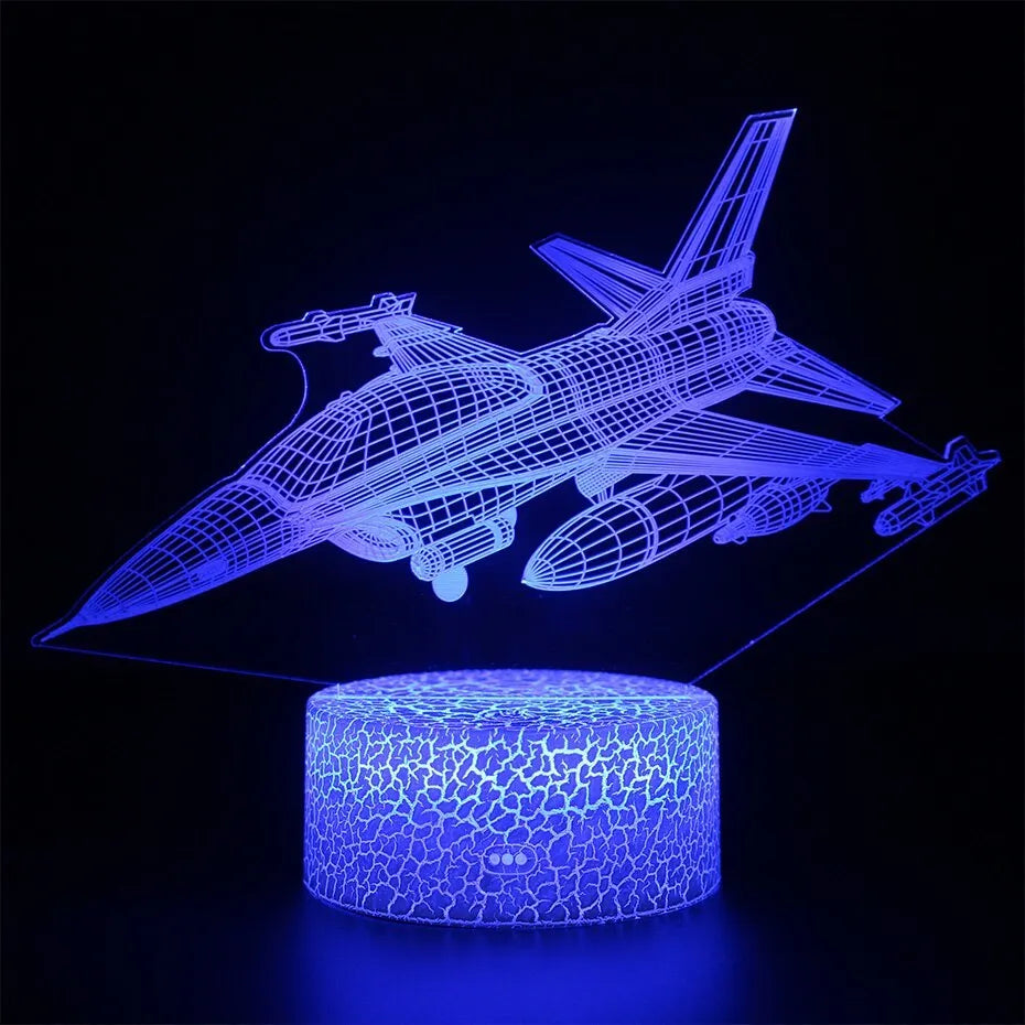 Airplane LED touch night light in cartoon style with acrylic shade, 175x180mm