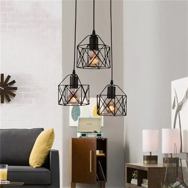 Country style decorative light with iron shade, push button switch, in North European American design