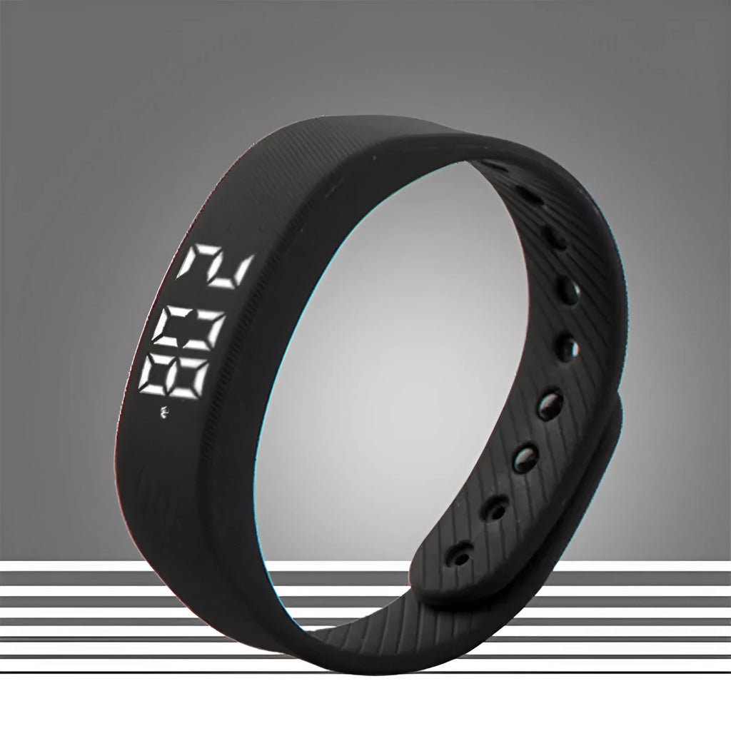 3D smart sports pedometer bracelet with 1.8 inch screen and food grade silicone wristband in black