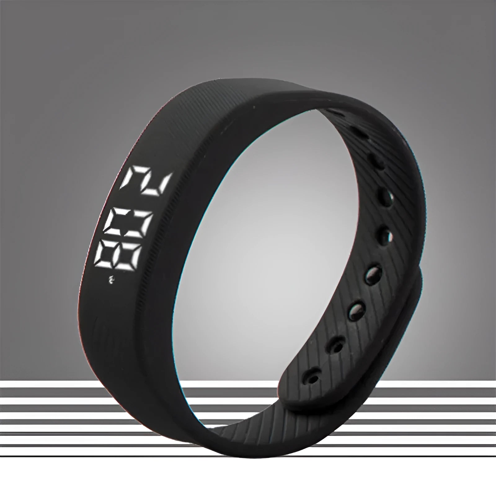 3D smart sports pedometer bracelet with 1.8 inch screen and food grade silicone wristband in black