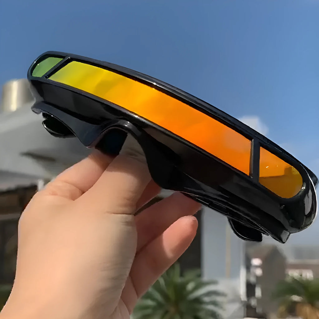 Black PC frame polarised sports sunglasses with colour film lenses in three mercury colour options