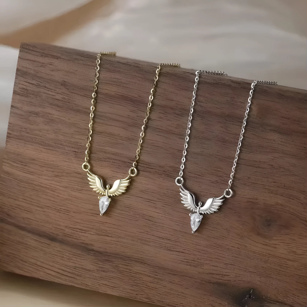 Women's Korean style eagle pendant silver necklace with adjustable chain