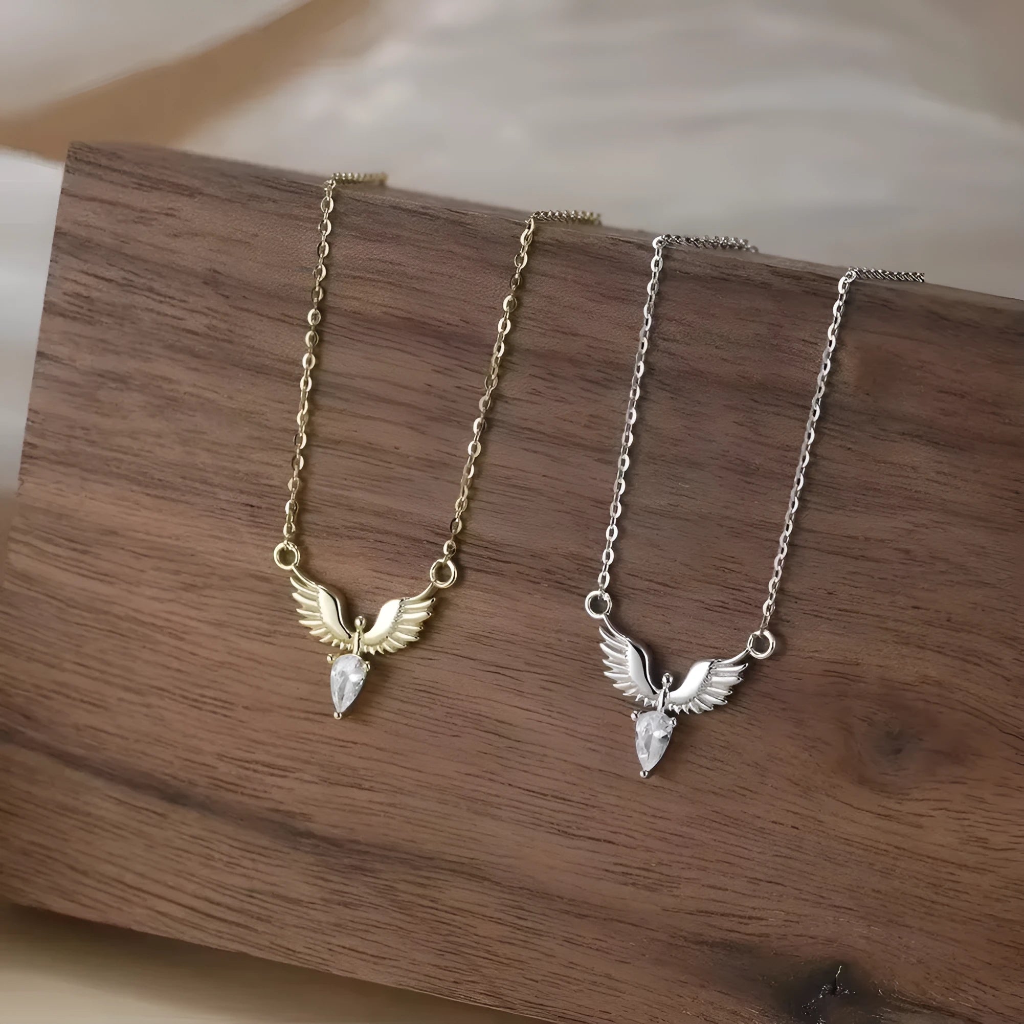 Women's Korean style eagle pendant silver necklace with adjustable chain