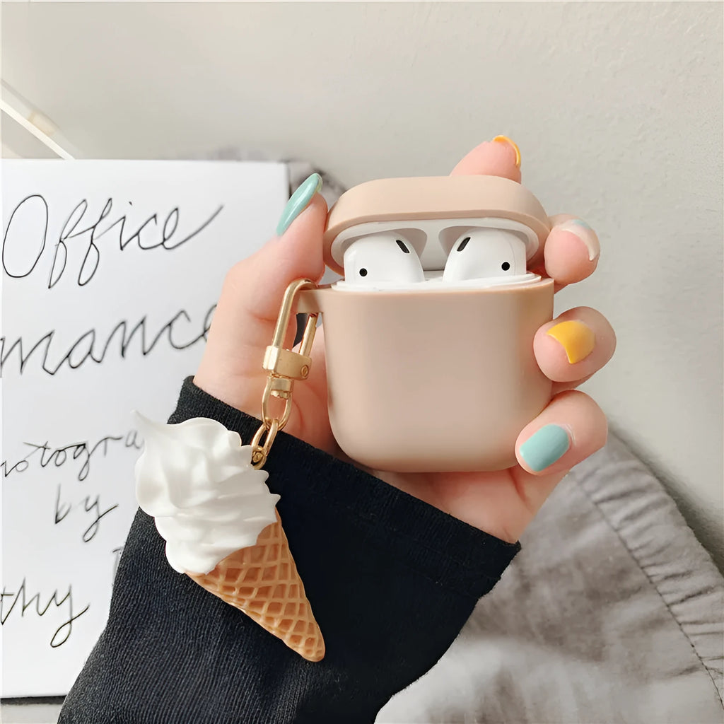 Transparent silicone case with cylinder ice cream design for Apple AirPods 2 wireless earbuds