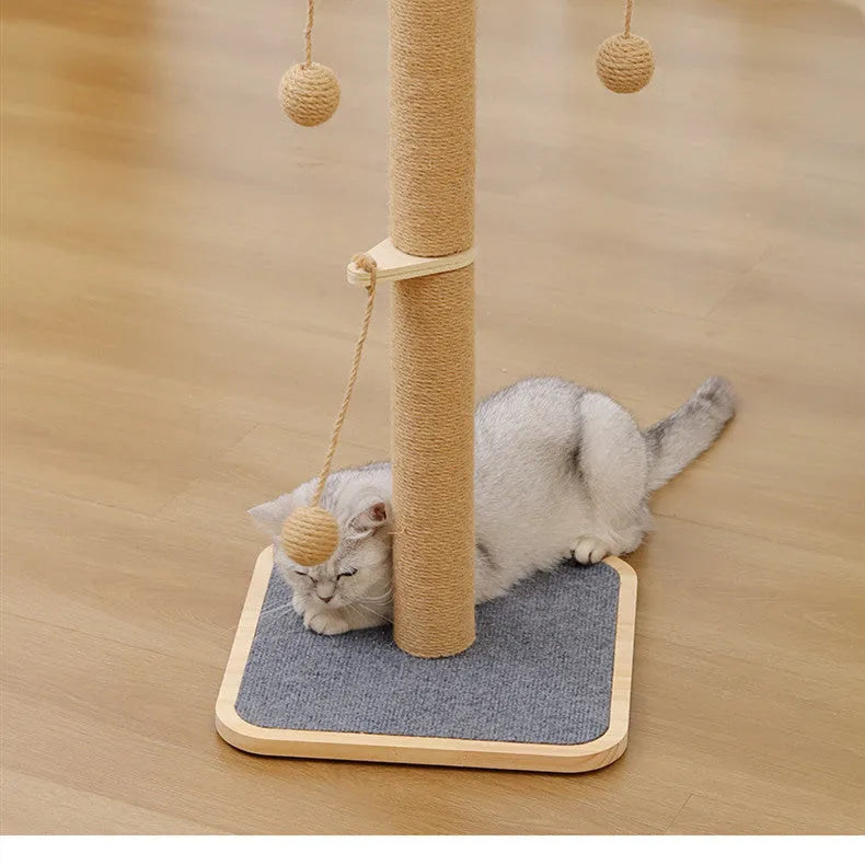 Scratch-resistant cat climbing frame toy with hanging ball in windmill design