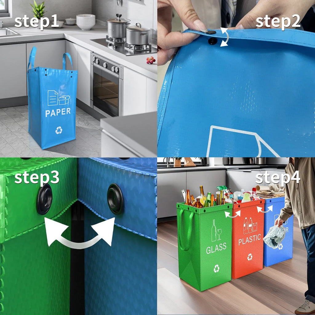 Blue handbag-style waterproof rubbish bin with handle for 40L waste classification