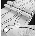 Curve stripe patterned 3D wallpaper with velvet texture for video wall backgrounds.