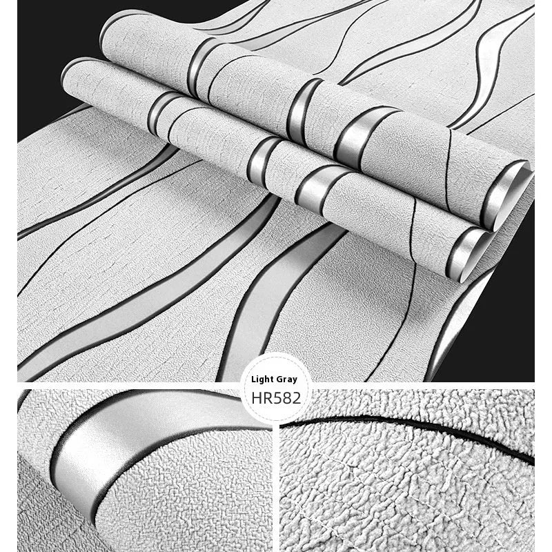 Curve stripe patterned 3D wallpaper with velvet texture for video wall backgrounds.