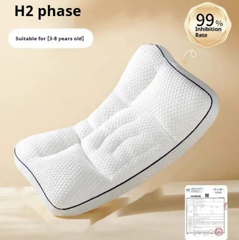 Children's partition neck pillow with cold and warm double-sided antibacterial fabric and silk floss filler