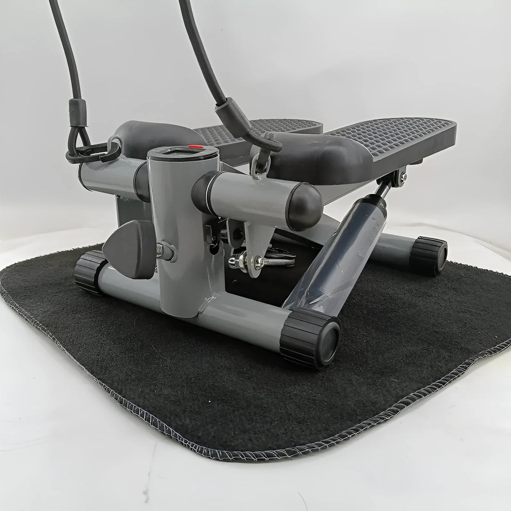 Silver grey hydraulic resistance mini treadmill with pedal components for home waist slimming exercise