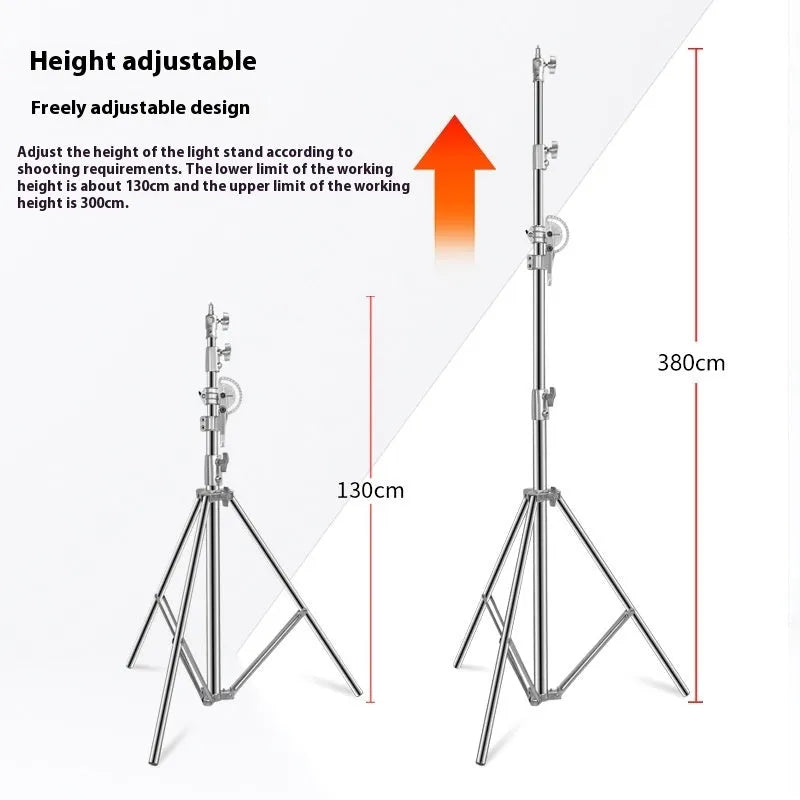 Silver stainless steel cross arm ceiling lamp rack at maximum extension height