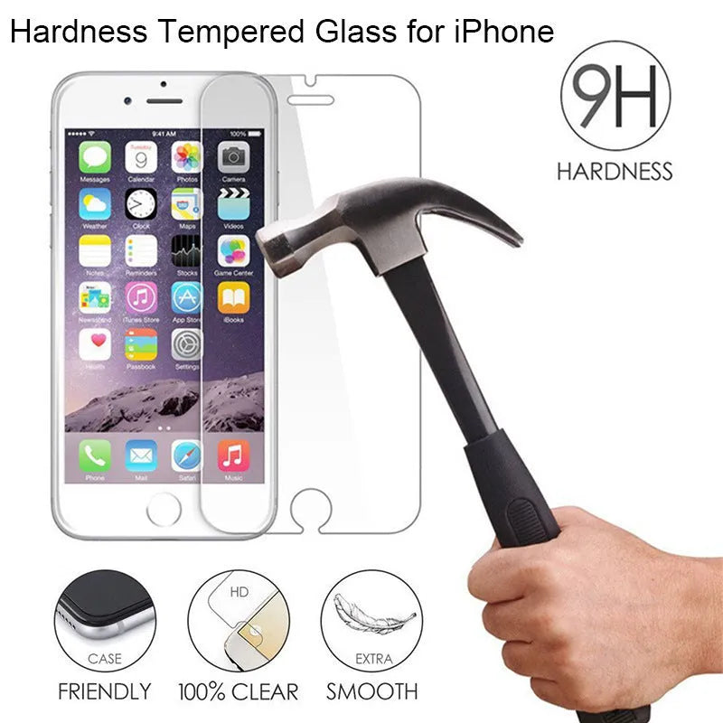 Tempered glass screen protector for iPhone with transparent anti-fingerprint surface