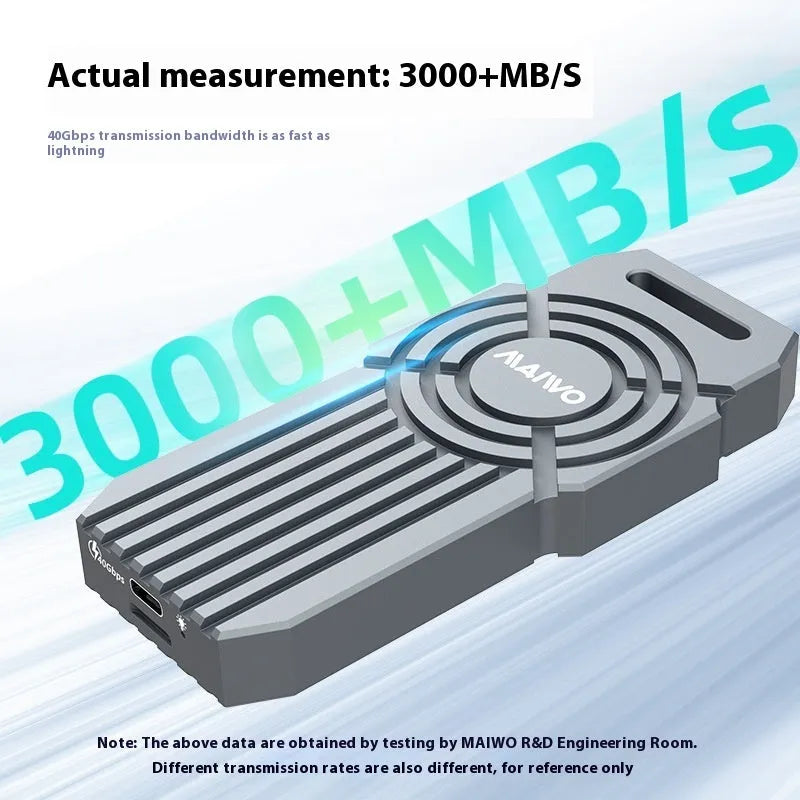 USB4 external hard disk enclosure for NVMe M2 SSDs with aluminium construction