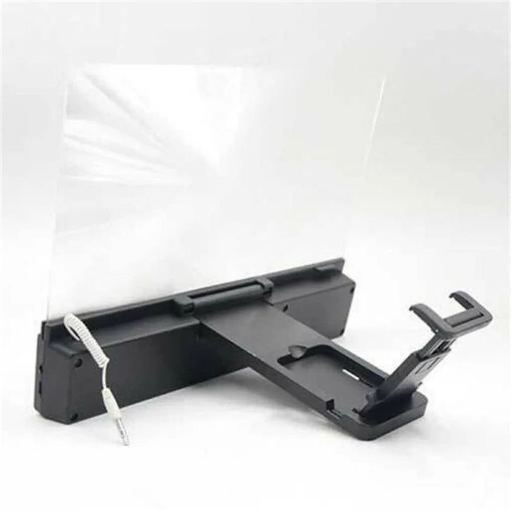 12-inch mobile phone screen amplifier with flexible gooseneck stand and built-in speakers
