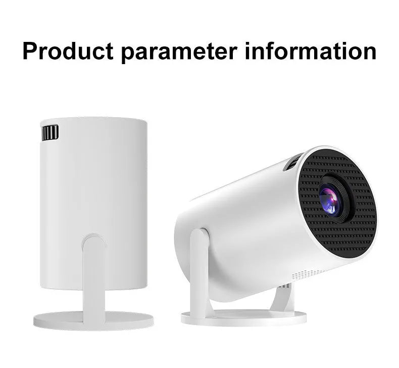 White mini wireless portable projector with 1080p HD resolution for home use