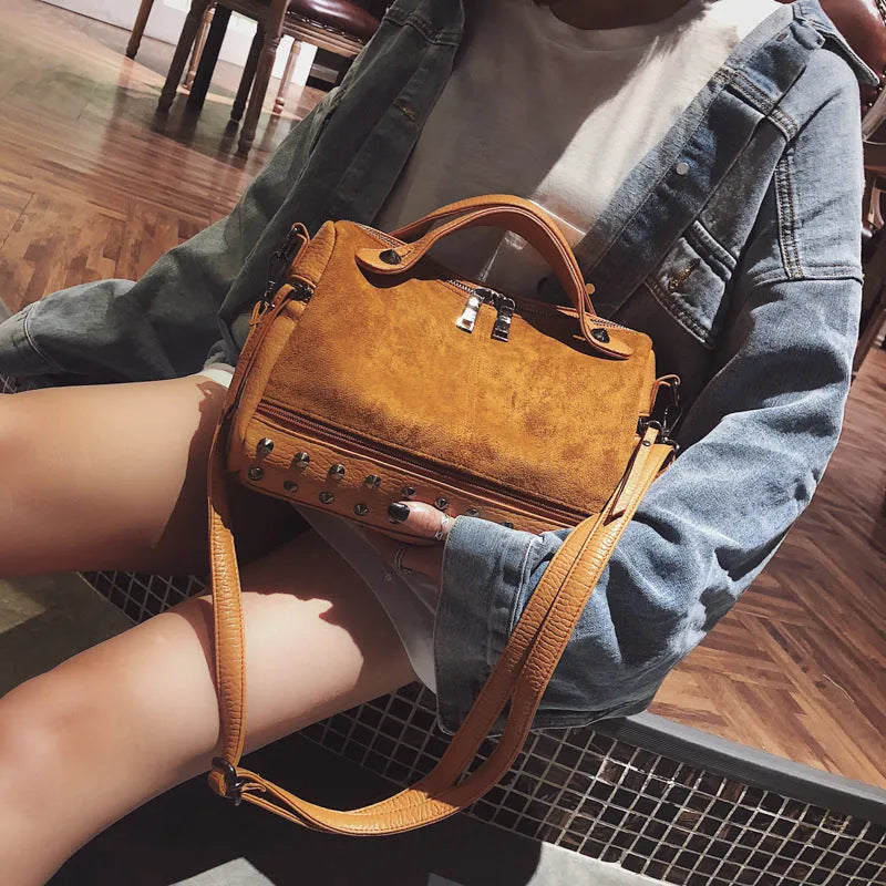 Women's soft PU leather tote shoulder bag with metal zip closure in black, brown, or grey