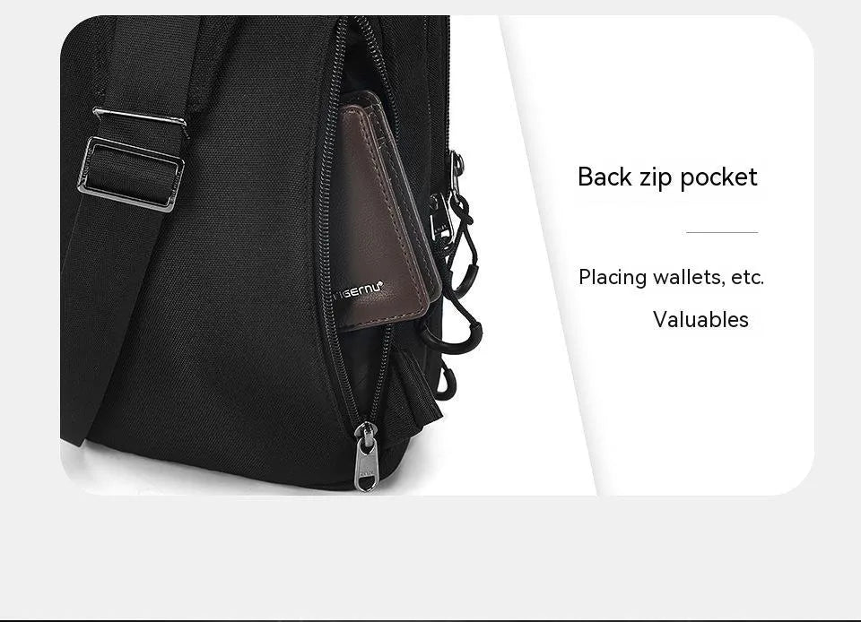 Casual black TPU waterproof chest bag with landscape camouflage pattern and single shoulder strap