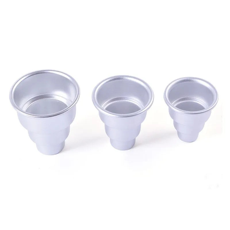 Mini three-layer aluminum alloy cake mold set in silver with large medium and small sizes for fondant cake forming