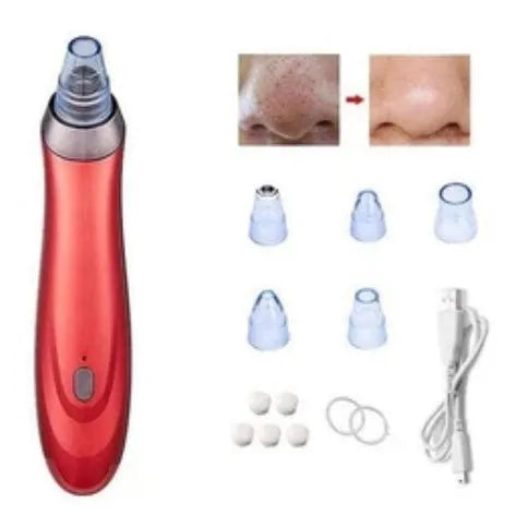 Electric blackhead remover device with multiple nozzle attachments for pore cleaning