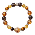 Natural yellow tiger-eye crystal bracelet with geometric beads in Jinba style