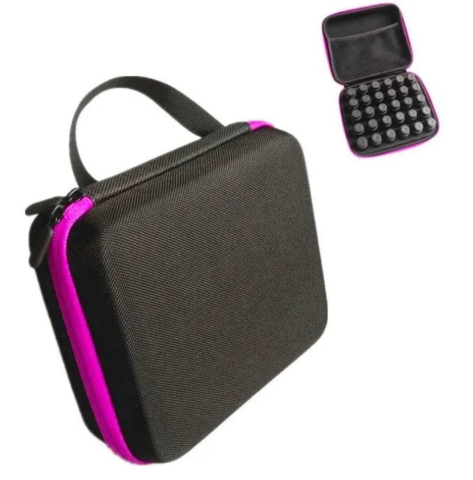 Cube-shaped essential oil storage bag with 30 compartments for 15ml bottles