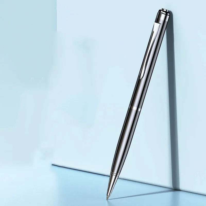 Black pen shaped recorder with zinc alloy shell and slim 140x17mm design