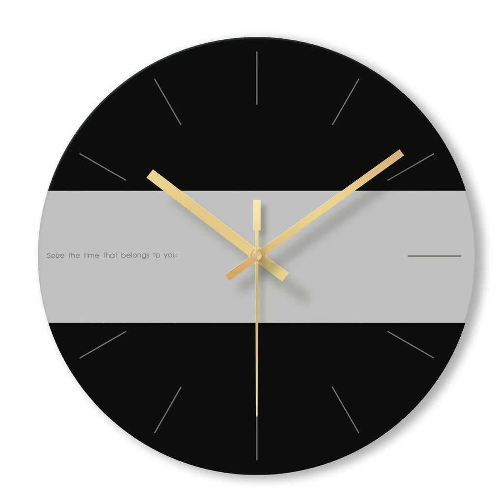 Transparent tempered glass wall clock showing time on clear circular face with minimalist markings