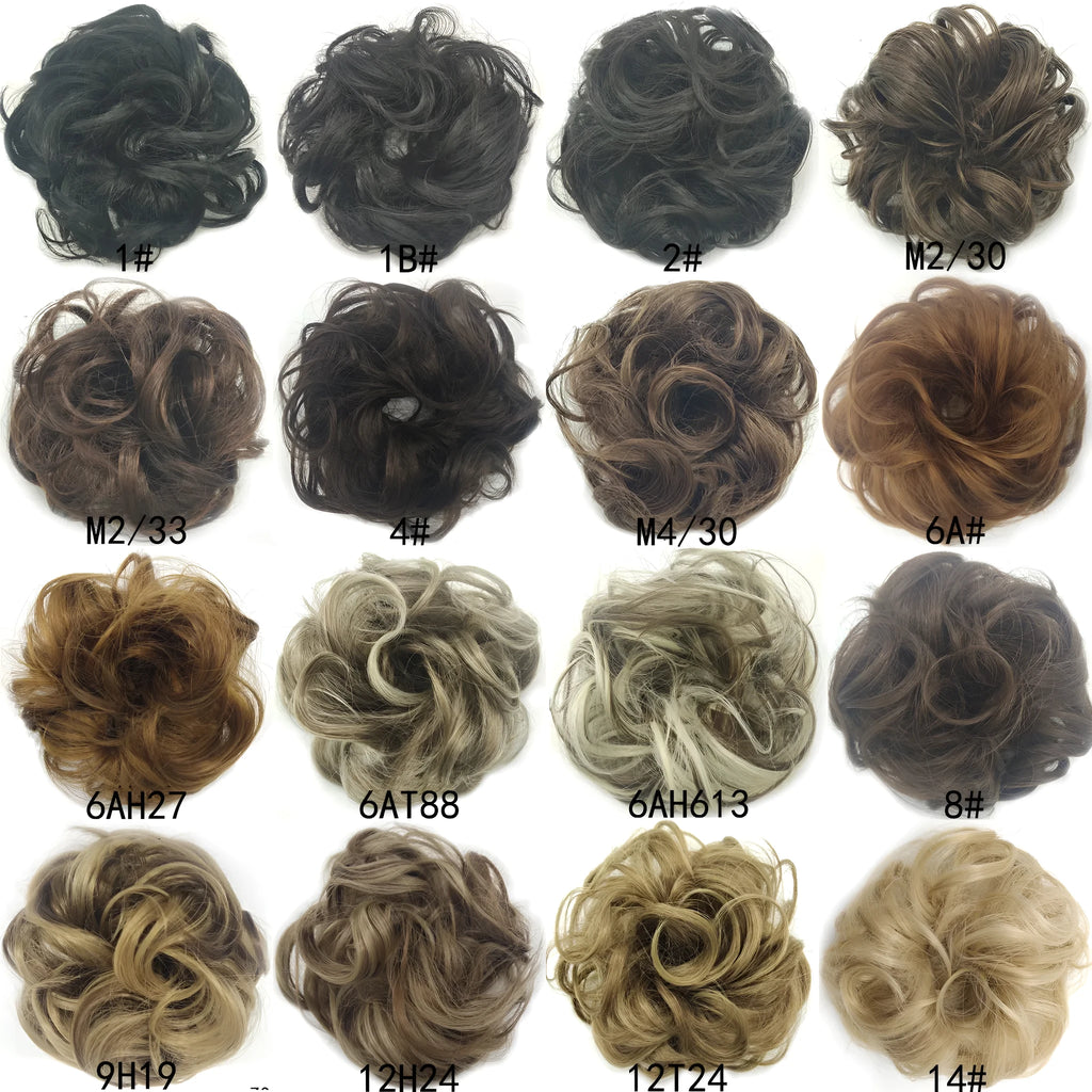 Synthetic wavy curly messy hair bun for women, 12cm diameter, thick hair style, available in multiple colours