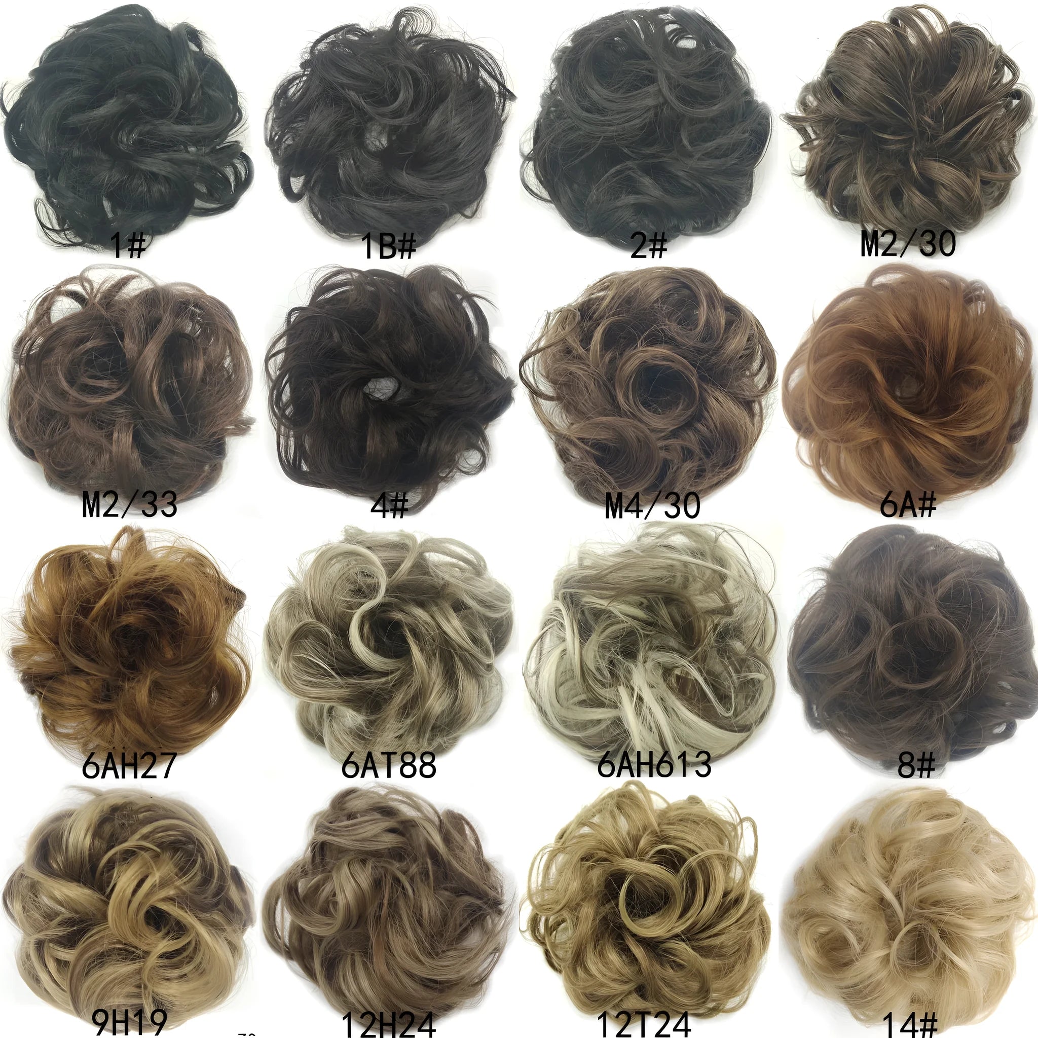 Synthetic wavy curly messy hair bun for women, 12cm diameter, thick hair style, available in multiple colours