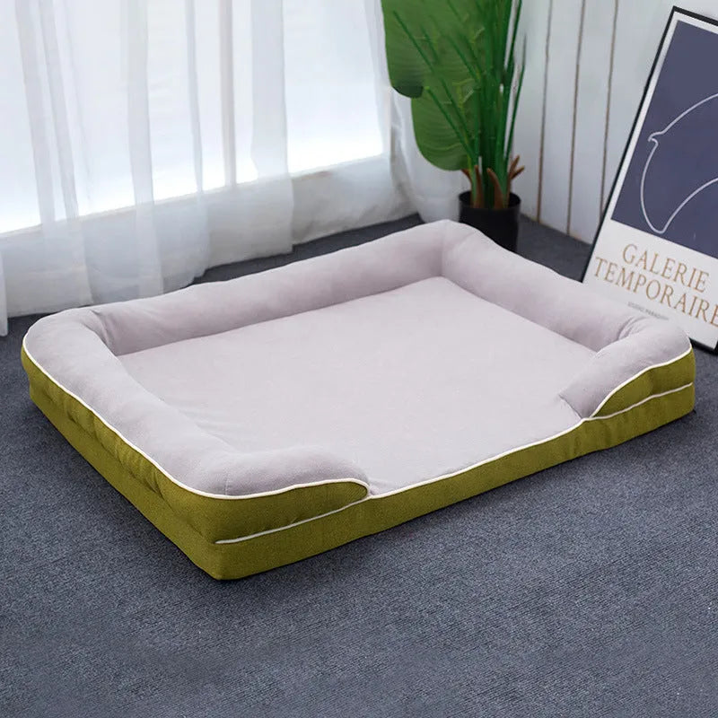 Four Seasons universal kennel pet bed with removable washable cover in green for dogs