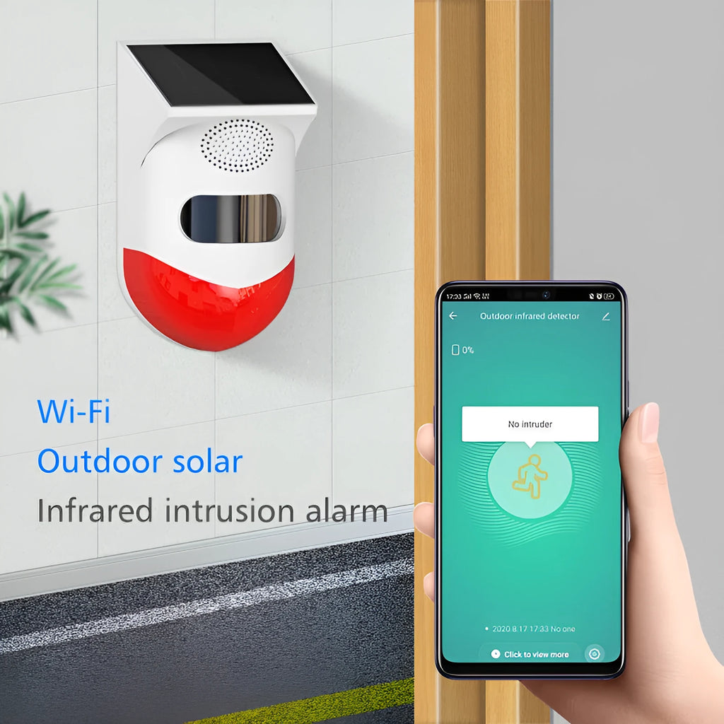 Solar alarm detector with infrared sensor and GSM wireless communication for outdoor security