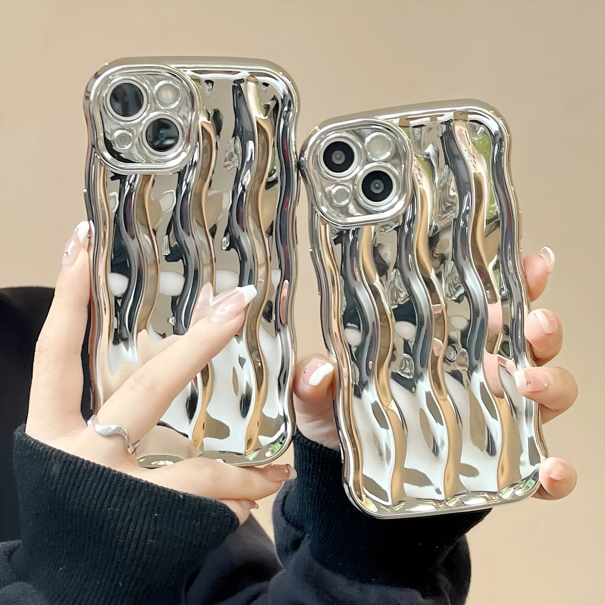 Electroplated wave stripe TPU phone case for iPhone 17 series in multiple colour options
