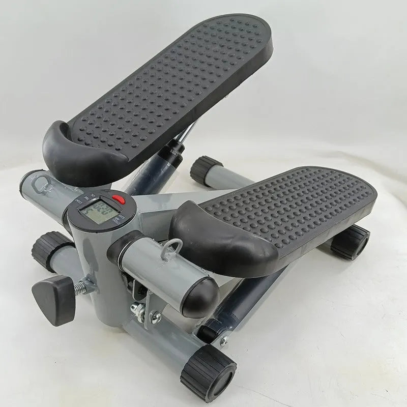 Silver grey hydraulic resistance mini treadmill with pedal components for home waist slimming exercise