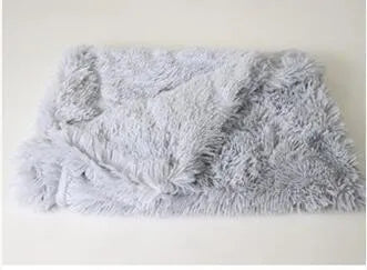 Soft wool-polyester long plush pet dog blanket in Dark Gray, available in three sizes