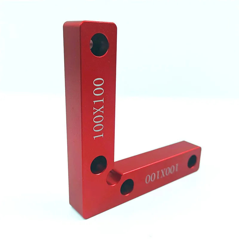 Aluminium right angle positioning block for woodworking jigsaw fixture with accurate scale
