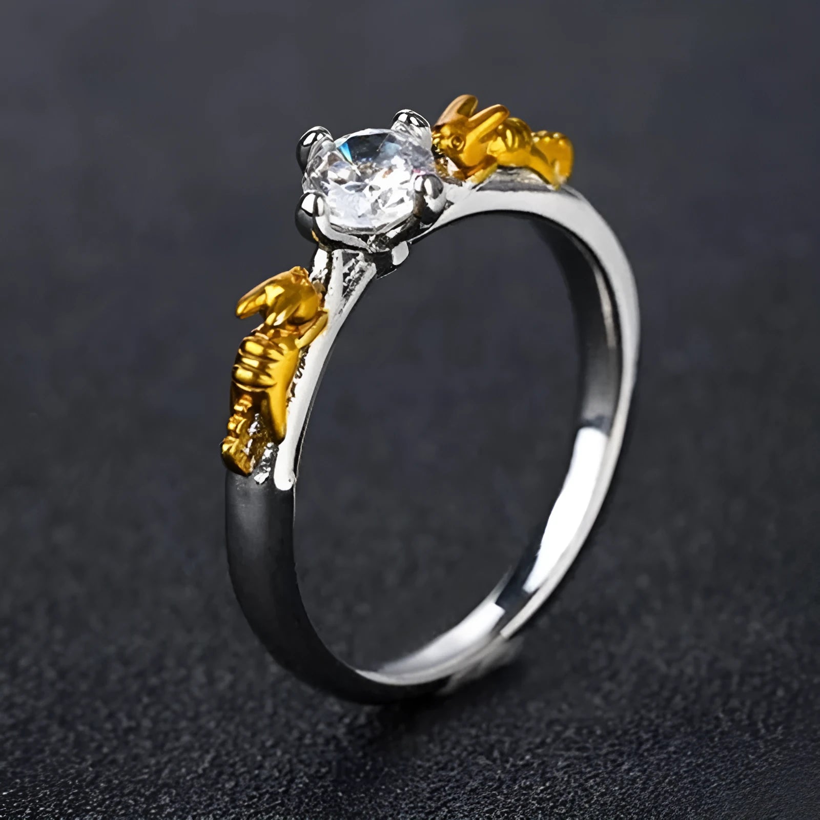 Copper crystal crown ring in black gold colour showing crown modelling design