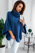 Long grey women's cardigan sweatshirt with batwing sleeves and three-button placket.