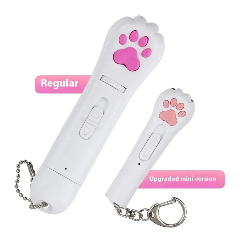Infrared mini cat footprints charging toy with moonlight lamp in pink, blue, purple, and white options