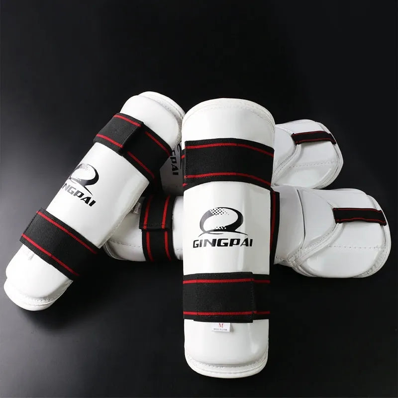 Taekwondo leg and arm protective gear set with PU EVA foam padding in multiple sizes