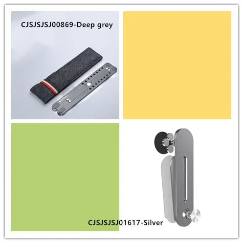 Portable foldable aluminum laptop stand shown in silver colour at an adjustable angle