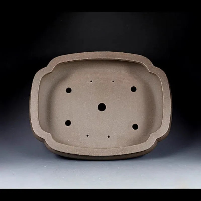 Handmade antique papaya-shaped purple clay flower pot with traditional Chinese design