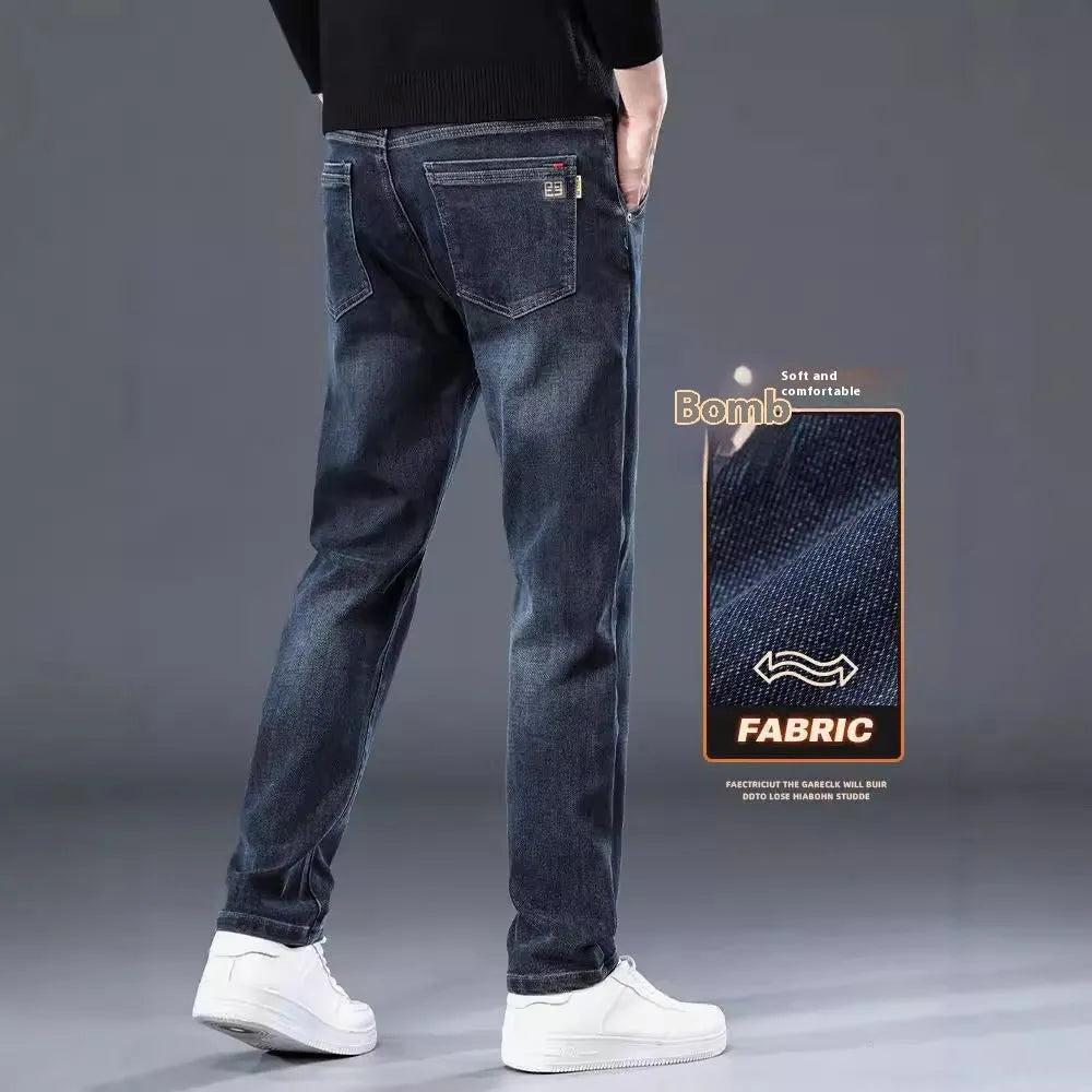 Slim straight casual trousers in black with micro-elastic fabric and mid-waist design