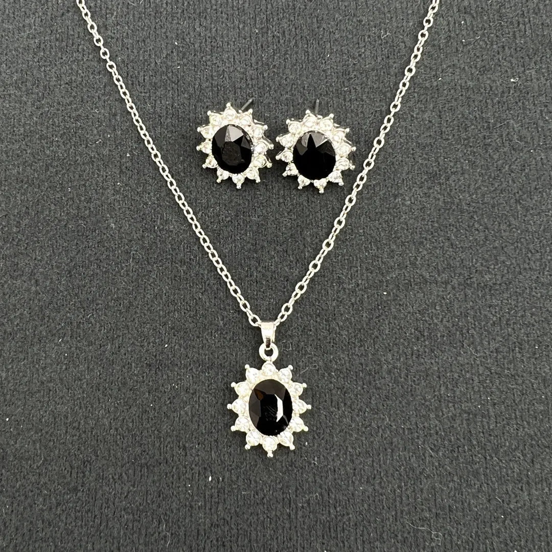 European American fashion sunflower zircon ear stud necklace suit for women alloy electroplated jewellery set in multiple colours