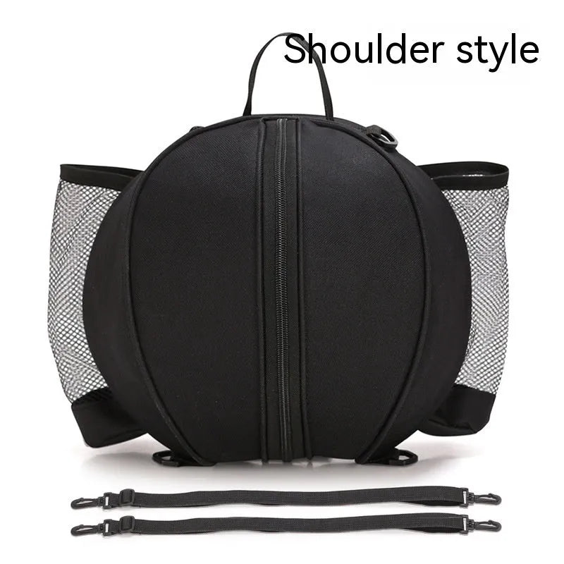 Black oxford cloth basketball training bag with 9L capacity showing one-shoulder carrying strap